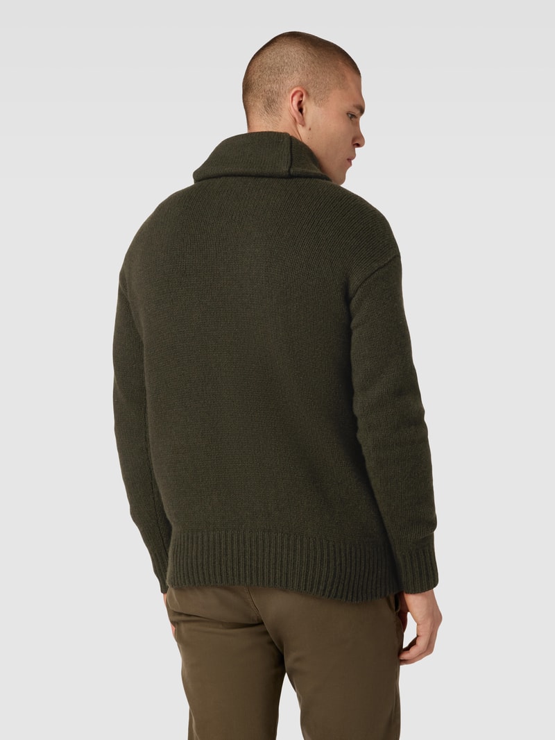 Strickpullover mit überschnittenen Schultern in olivgrün meliert
