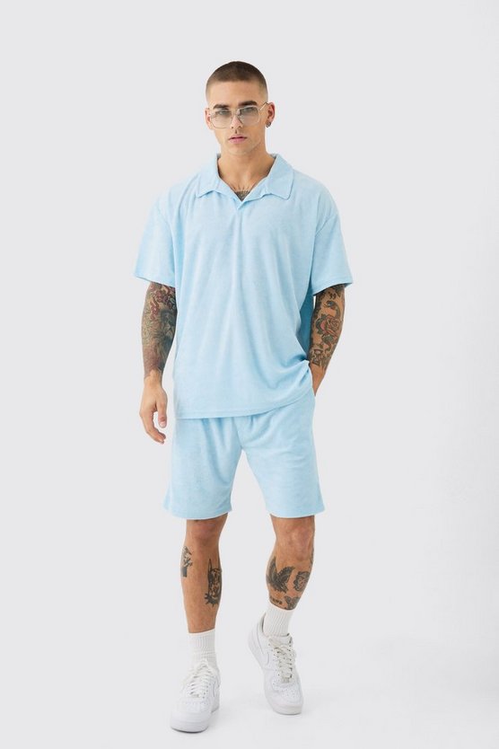 Oversize Frottee Poloshirt & Shorts