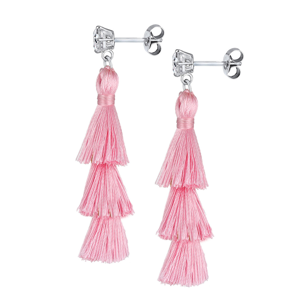 Elli Elli Boucles d'Oreilles Femme Pampil avec Cristaux en Argent Sterling 925 Boucles d'oreilles