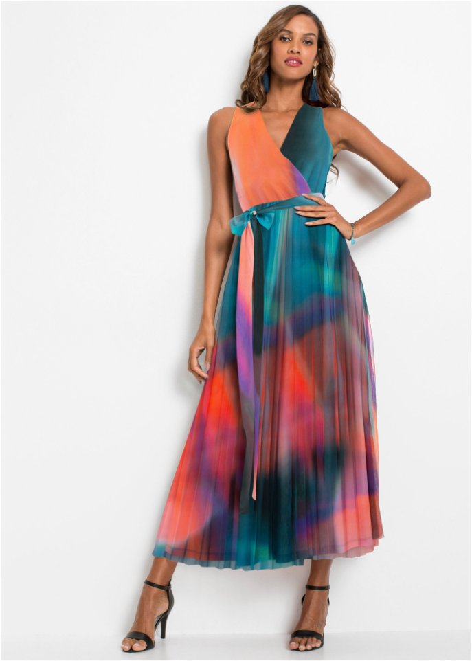 Farbiges Wickelkleid