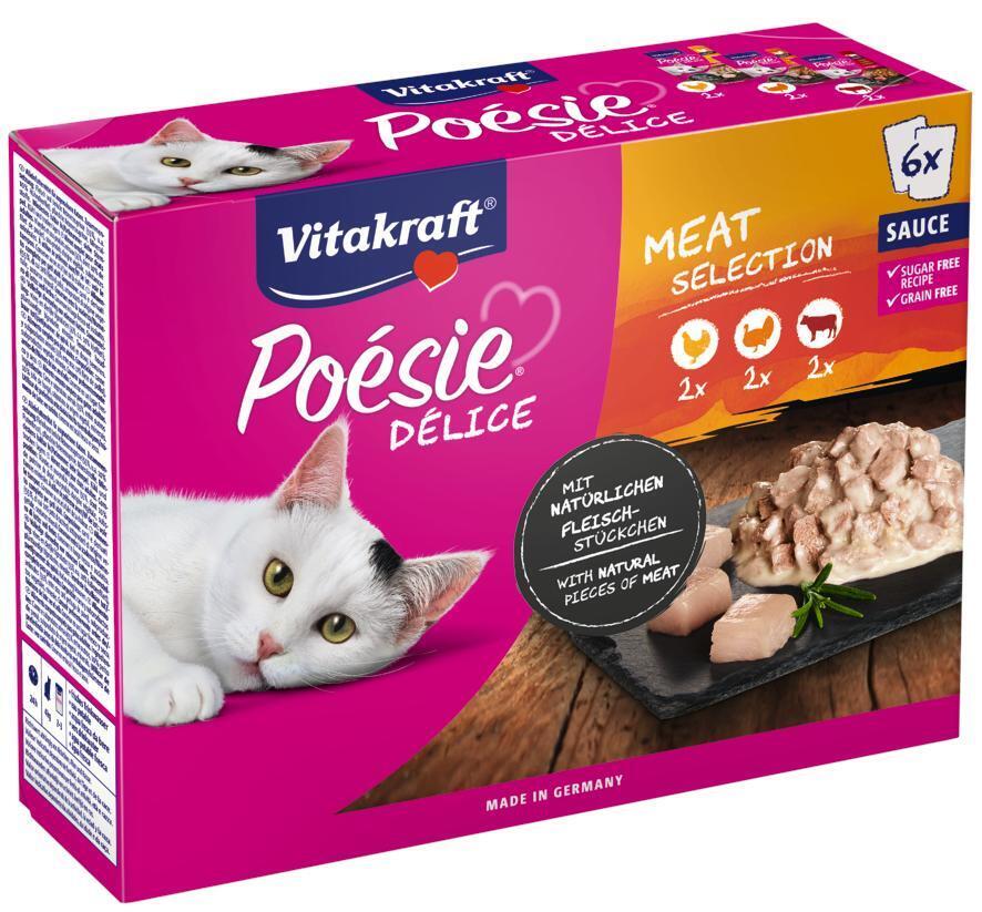 Vitakraft Nassfutter Vitakraft Poésie Delice Adult 6x85g Fleisch, in Sauce