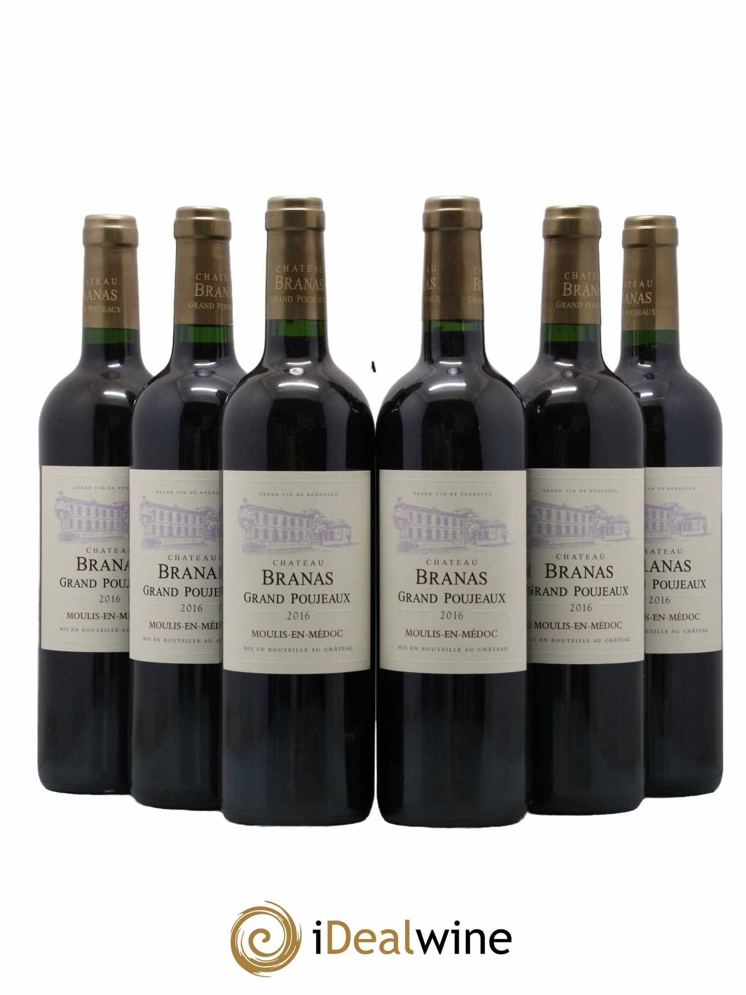 Château Branas Grand Poujeaux Cru Bourgeois  2016 - Lot de 6 Bouteilles