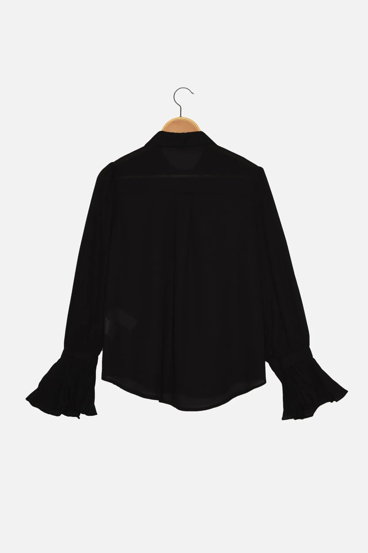 Trendyol Collection  Schwarzes gewebtes Hemd mit spanischen Ärmeln - Regular Fit TWOAW22GO0487