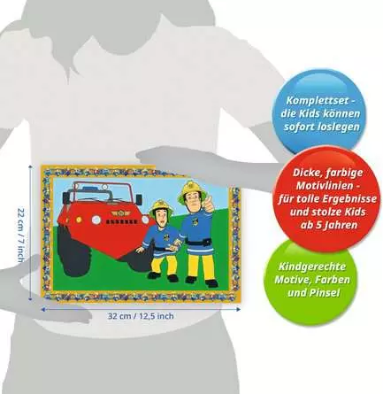 CreArt Feuerwehrmann Sam - Malen nach Zahlen für Kinder ab 5 Jahren