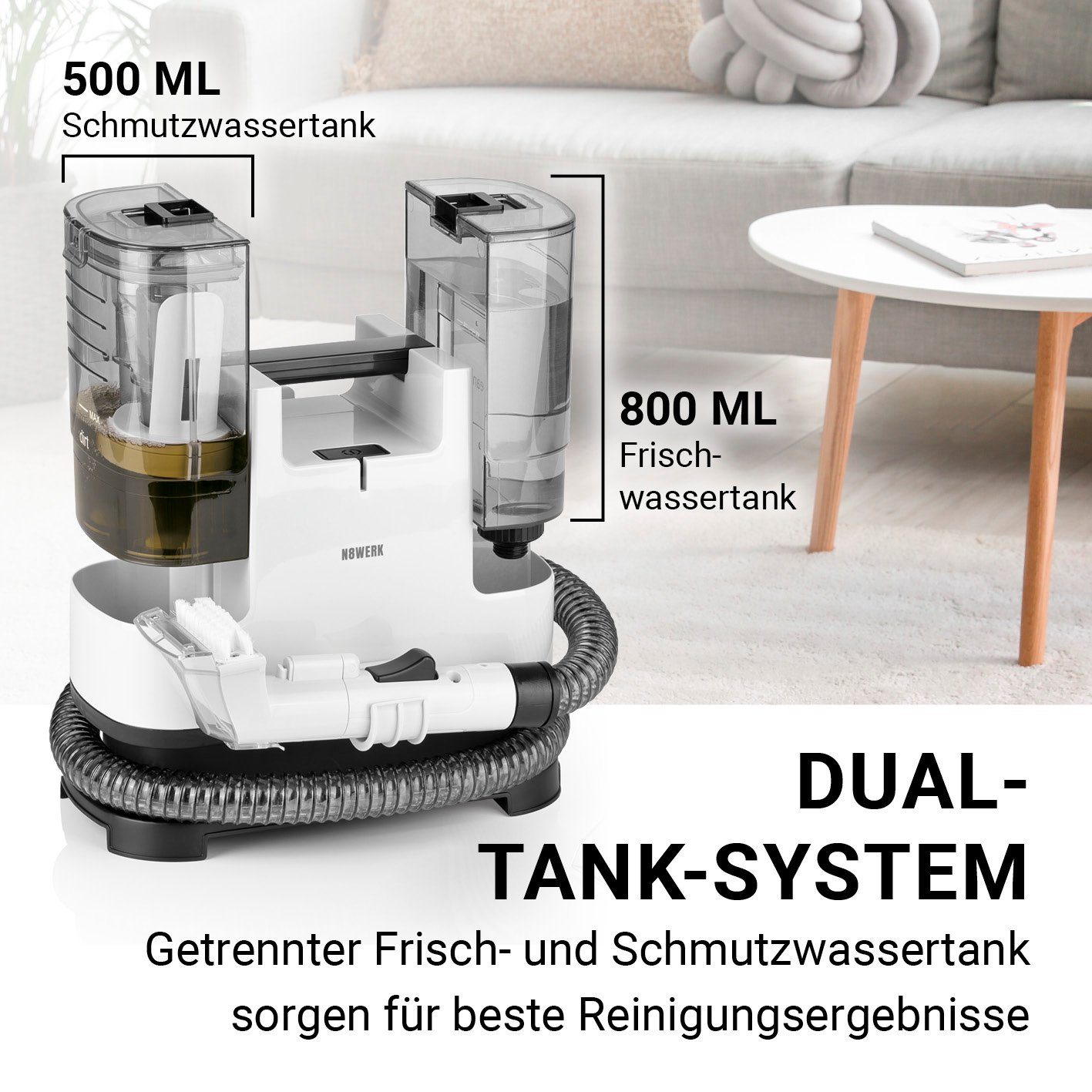 N8WERK Nass-Trocken-Sauger Waschsauger Teppichreiniger Portable Clean, 400 W, Saugwischer Nasssauger Staubsauger