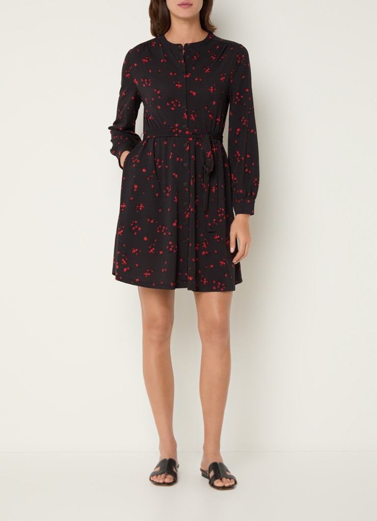 Rochie-cămașă French Connection Floramour cu mânecă scurtă și curea