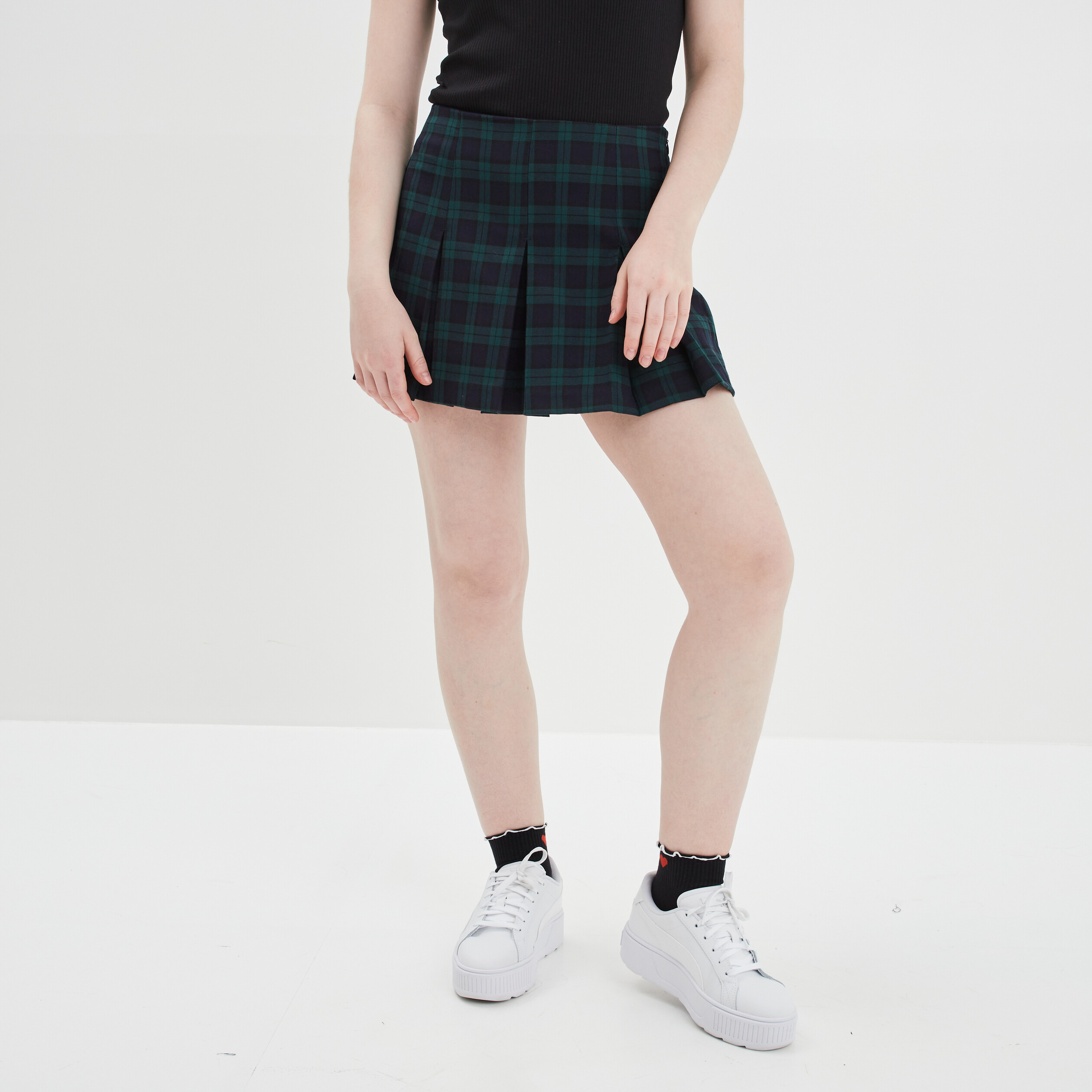 Jupe-short plissée courte bleu marine femme | La Halle