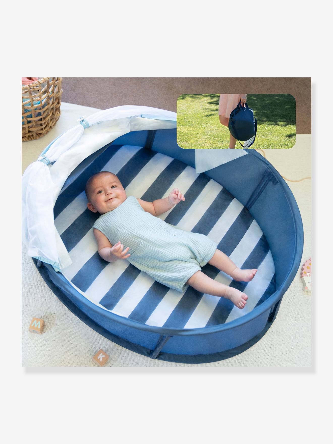 Babymoov Baby Reise-Krabbelbox BABYNI, UV-Schutz BABYMOOV - blau/weiß