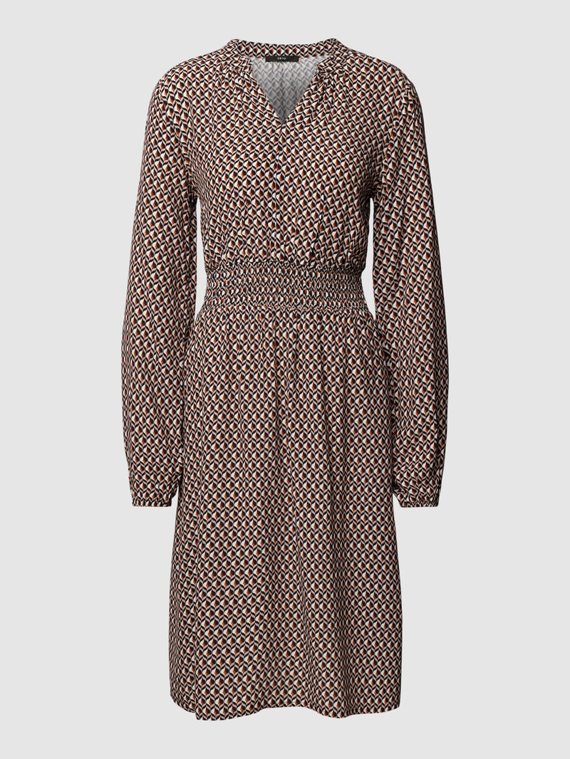 Knielanges Kleid mit Allover-Muster in schwarz