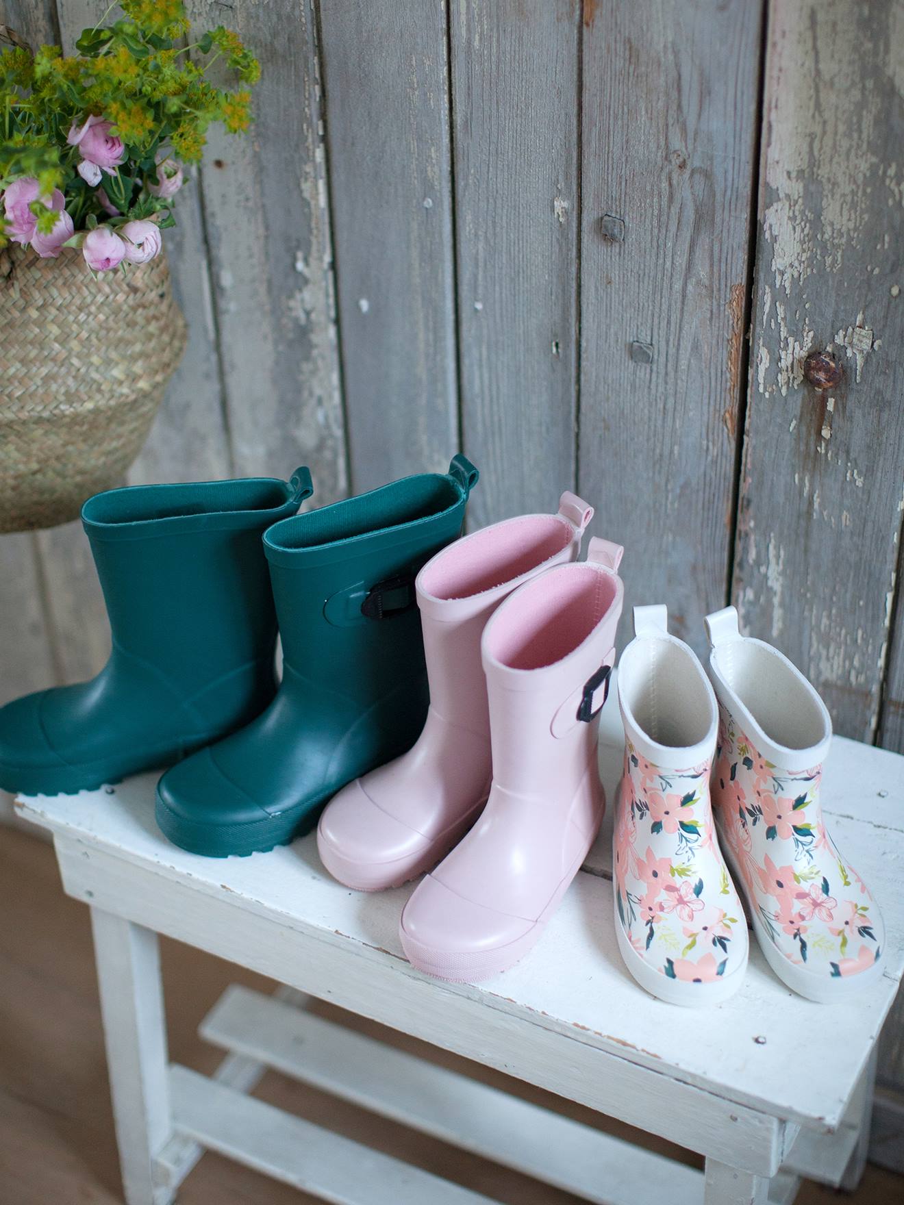 Bottes de pluie fille en caoutchouc rose pale