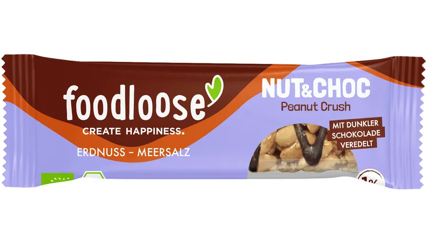 FOODLOOSE Bio-Nut&Choc Peanut Crush Riegel 35 g
