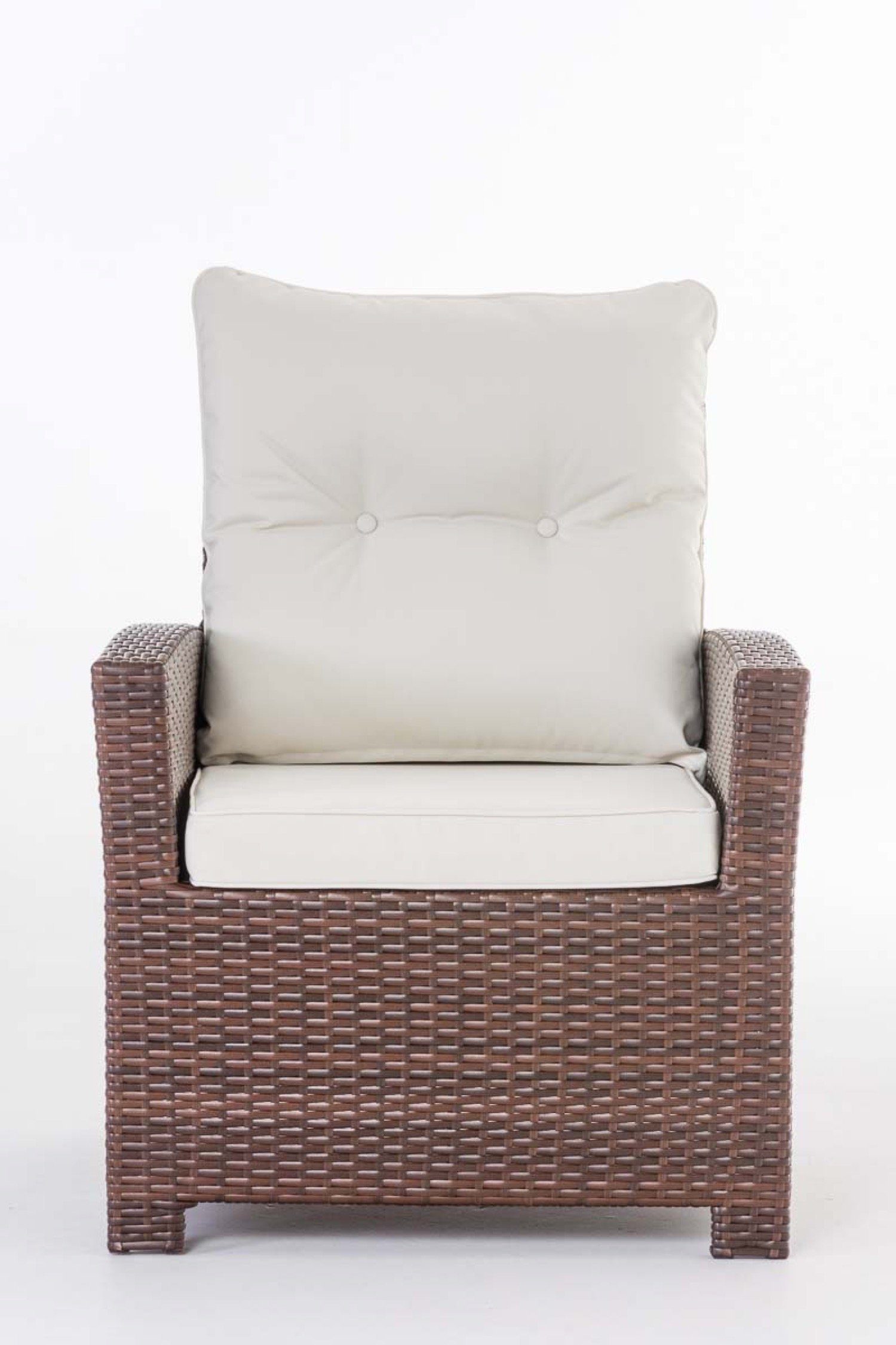 TPFGarden Gartensessel Fino - Rattansessel für Garten und Terrasse - Farbe: braun-meliert (Hochwertiger und stabiler Gartensessel aus handgefertigtem Polyrattan, 1-St., Outdoor-Sessel mit pulverbeschichtetem Aluminumgestell), Balkonstuhl, Terrasssens