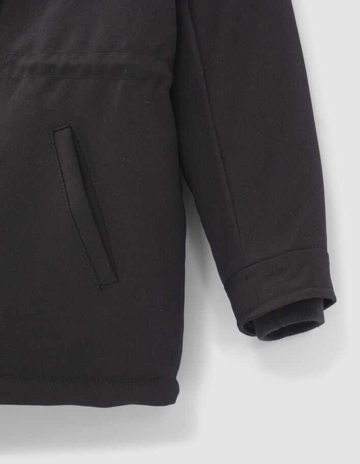 Parka 2-en-1 noire pailletée et veste matelassée fille