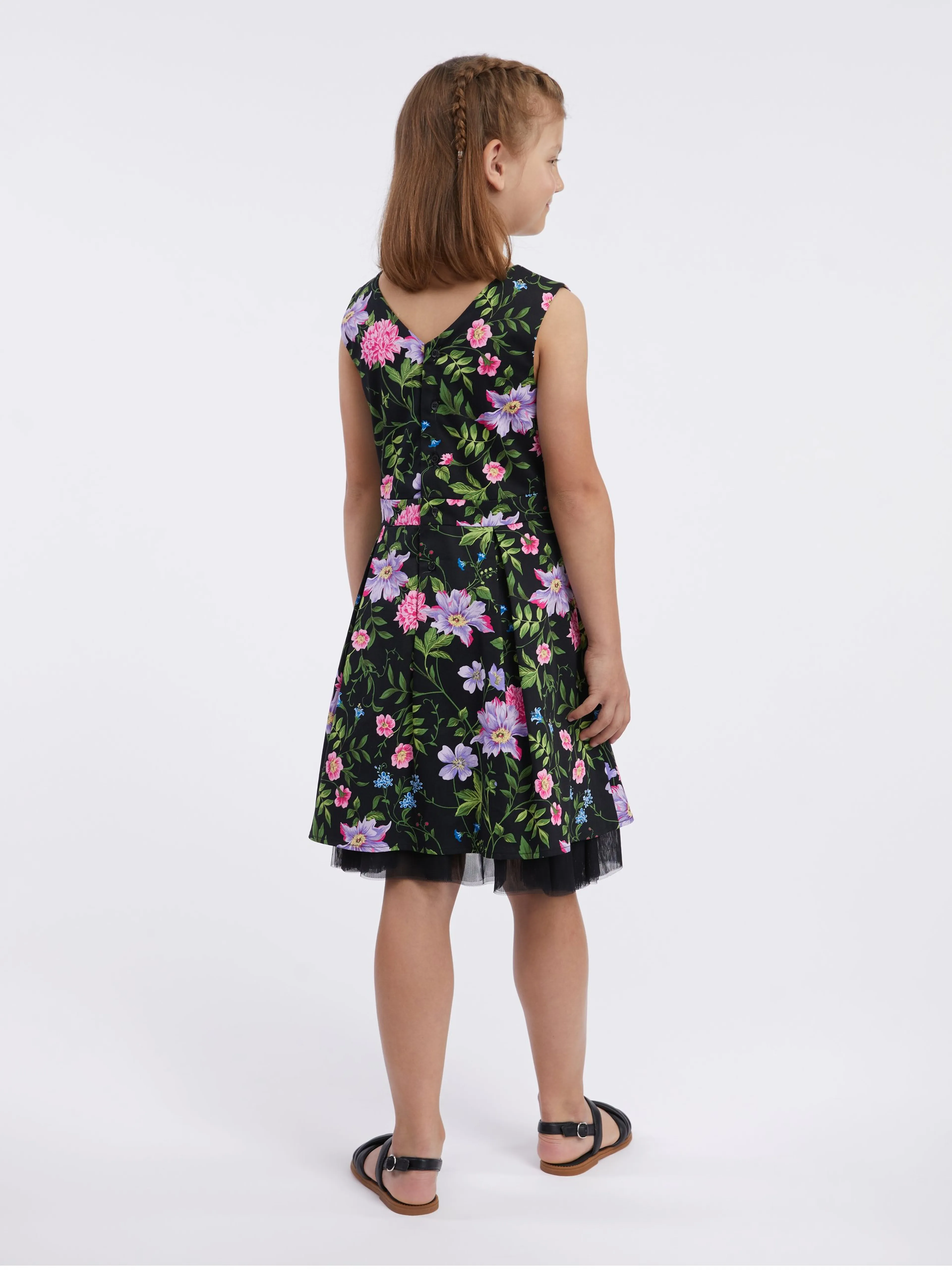 Schwarzes Blumenkleid für Mädchen ORSAY