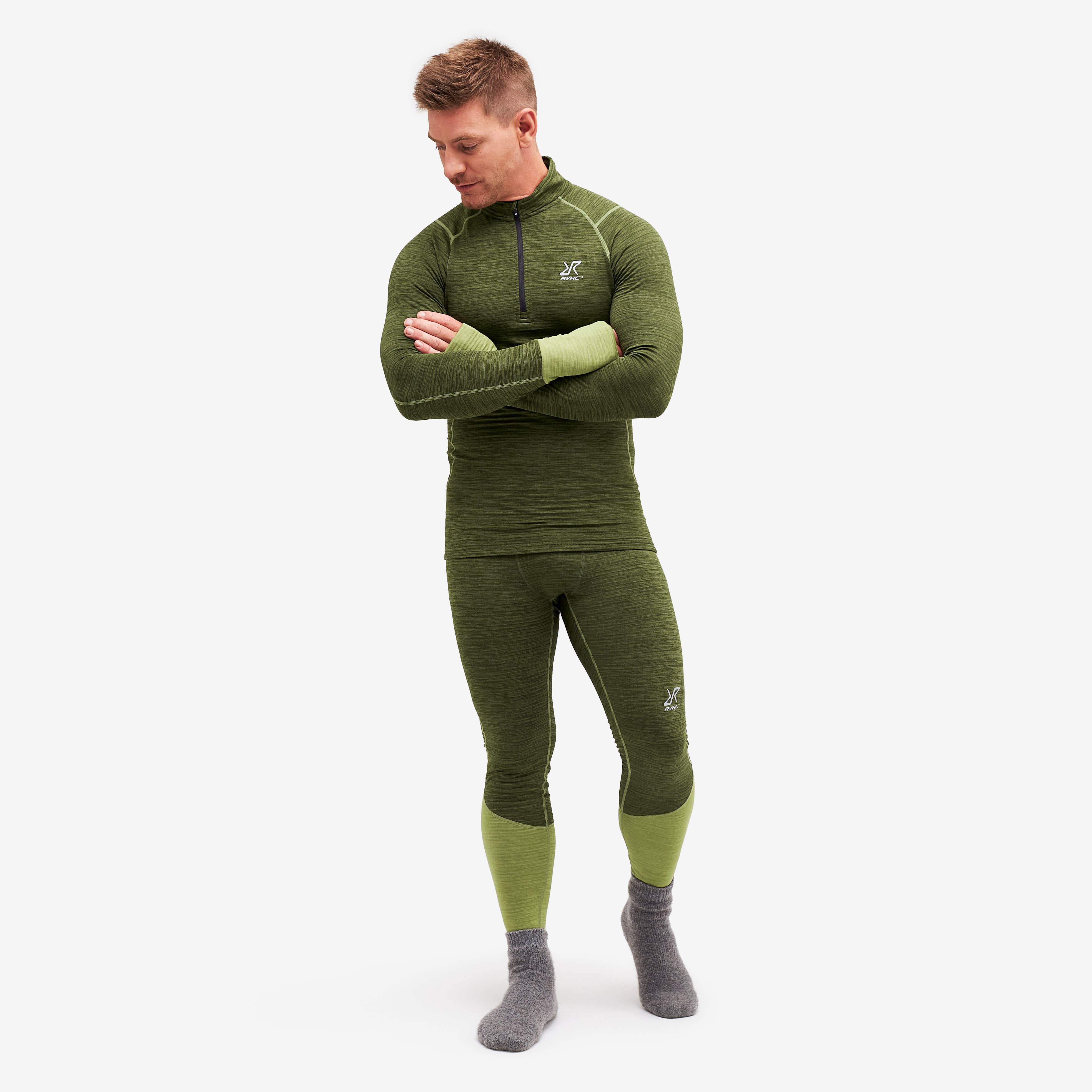 Hiball Waffle Base Layer Set Homme Olive Night