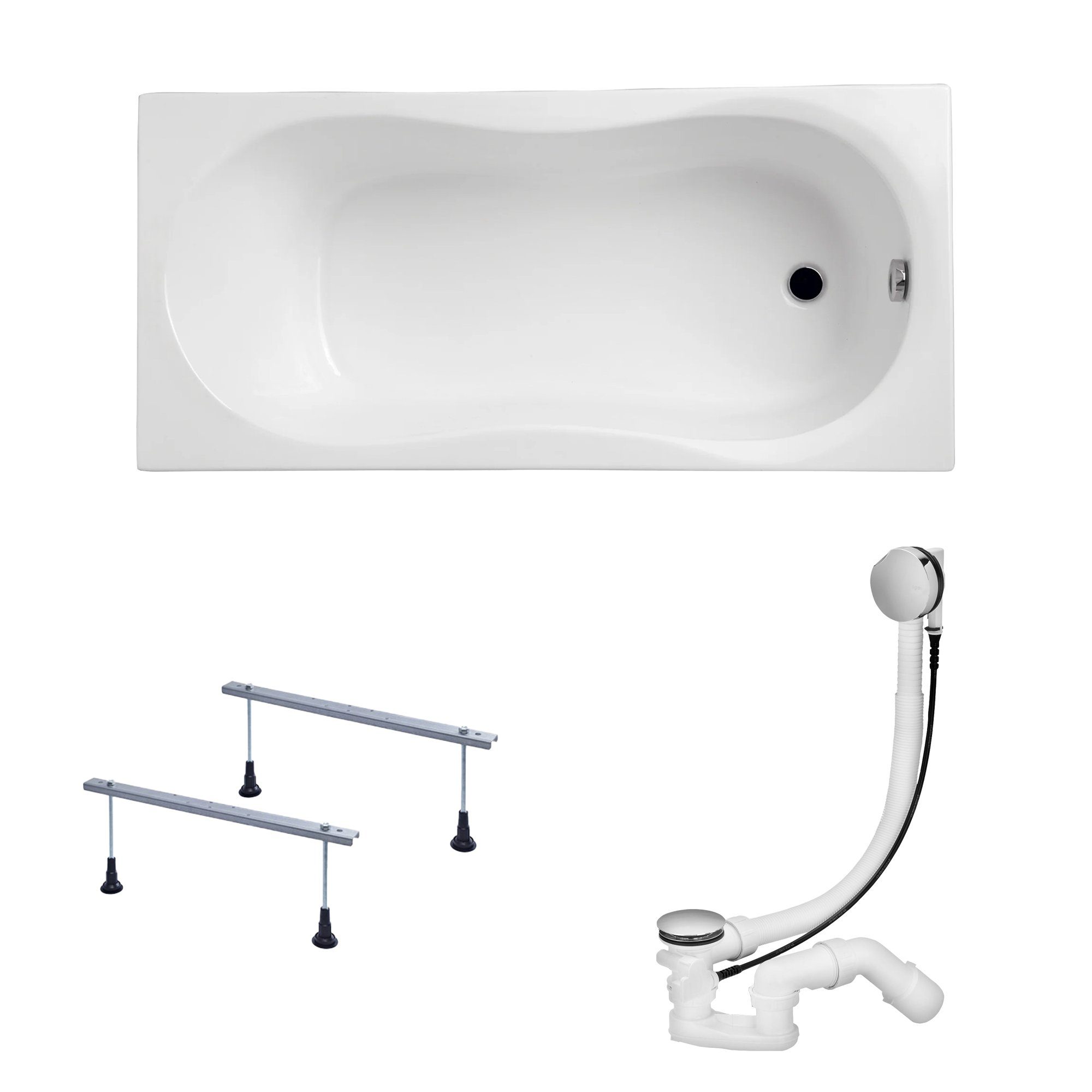 KOLMAN Badewanne Rechteck Gracja 150x70, Acrylschürze Styroporträger, Ablauf VIEGA & Füße GRATIS