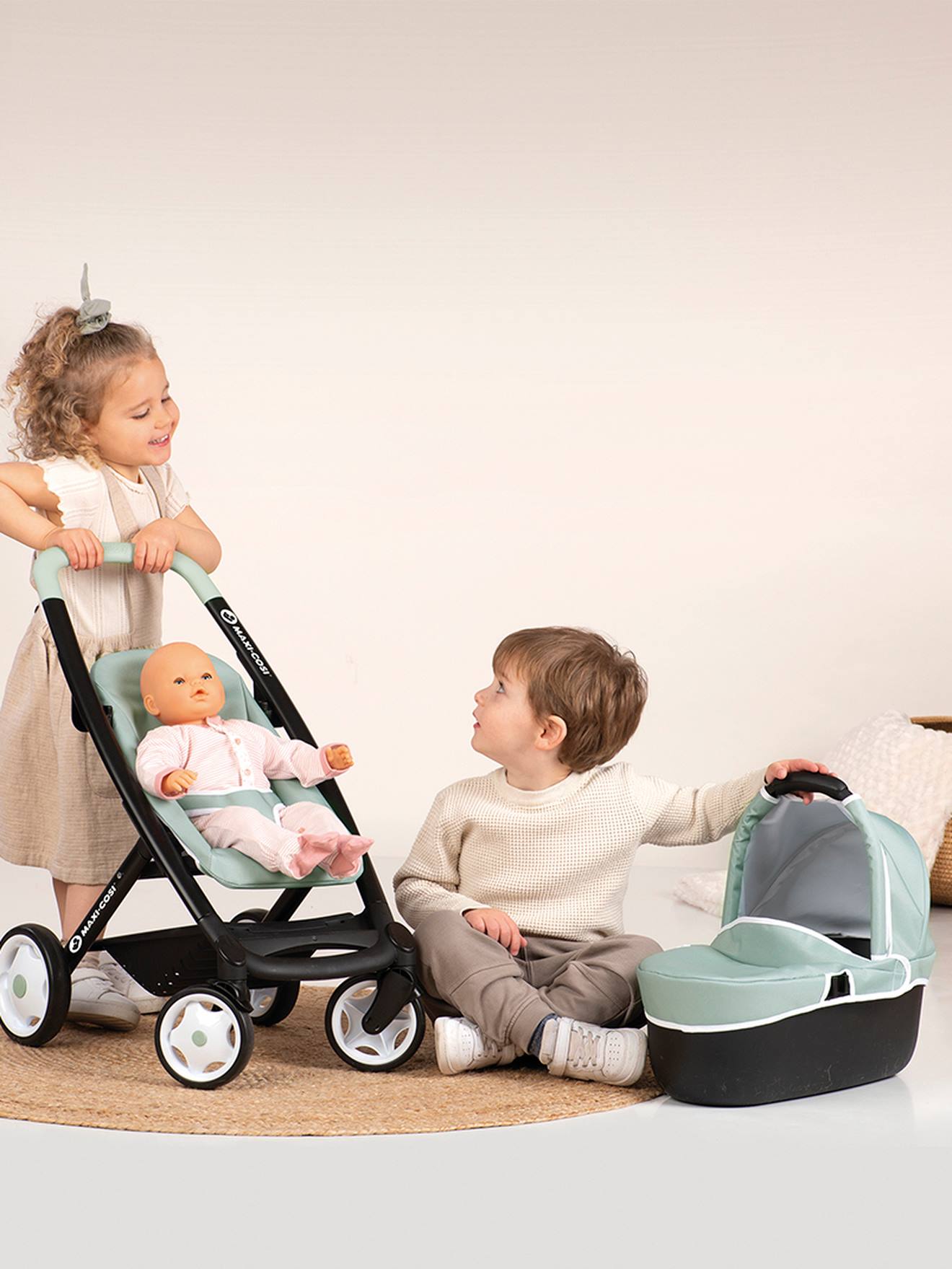 Smoby Puppenkinderwagen, 3-in-1-Kombi-Kinderwagen Maxi Cosi SMOBY - rosa