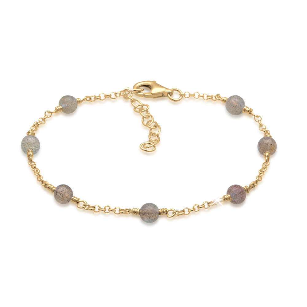 Elli Elli Bracelet Labradorit Edelstein Kugeln Sommer 925er Silber Bracelet