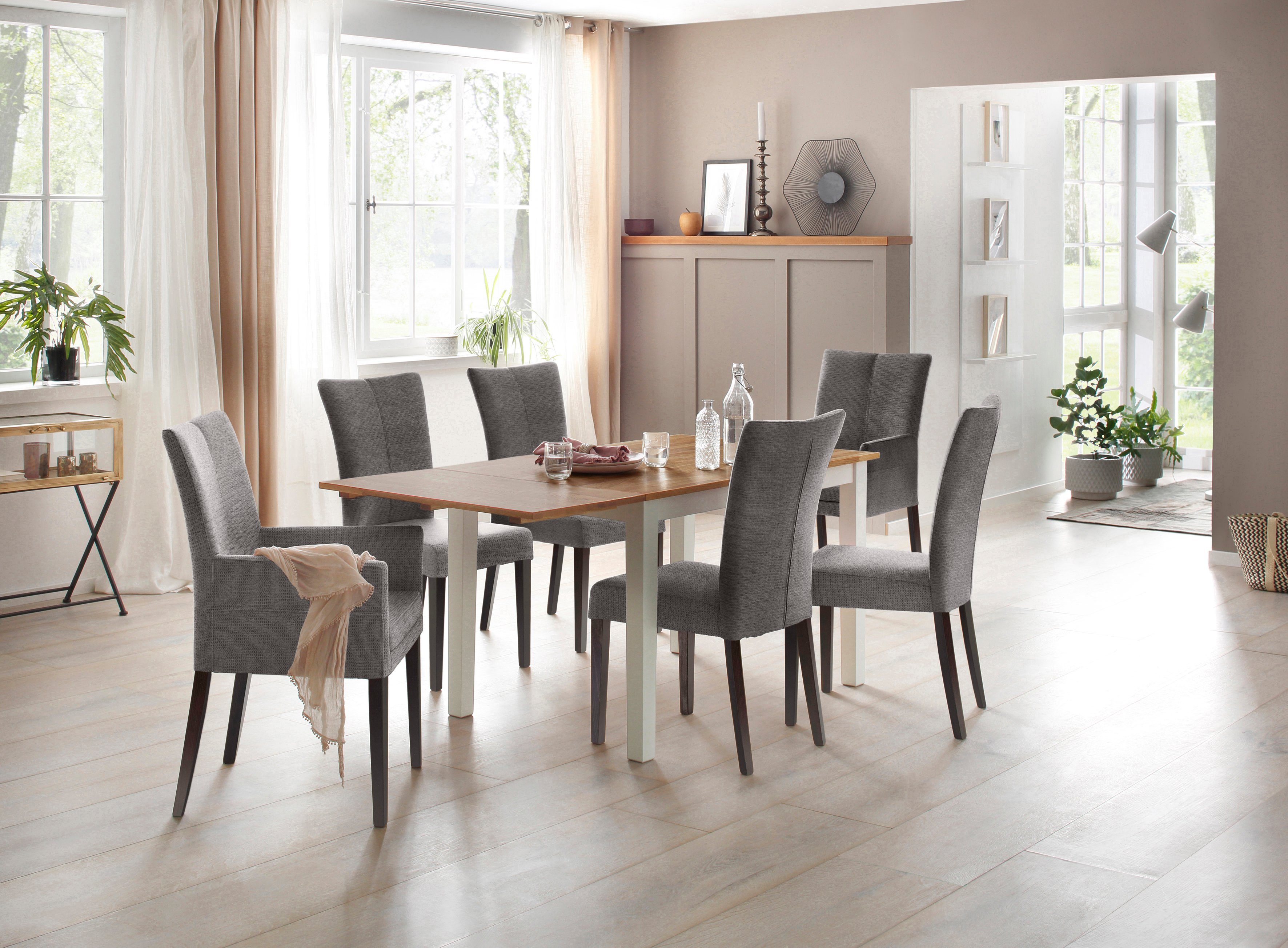 Home affaire 4-Fußstuhl Aspen (Set, 2 St), Beine aus massiver Buche, wengefarben lackiert