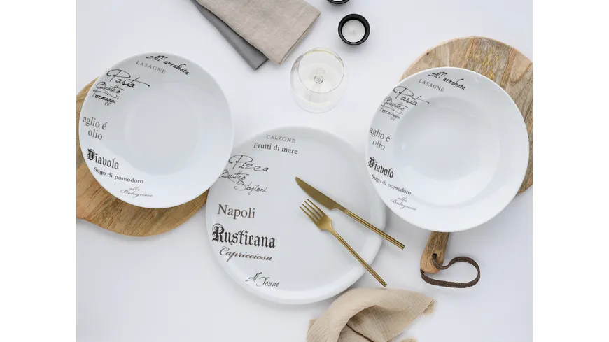 CreaTable Pastateller Gustoso Ø26cm Weiß mit Dekor