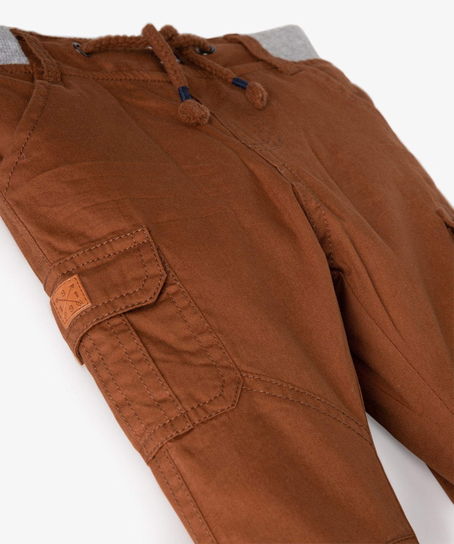 Pantalon coupe cargo doublé avec taille élastique bébé g... marron | GEMO