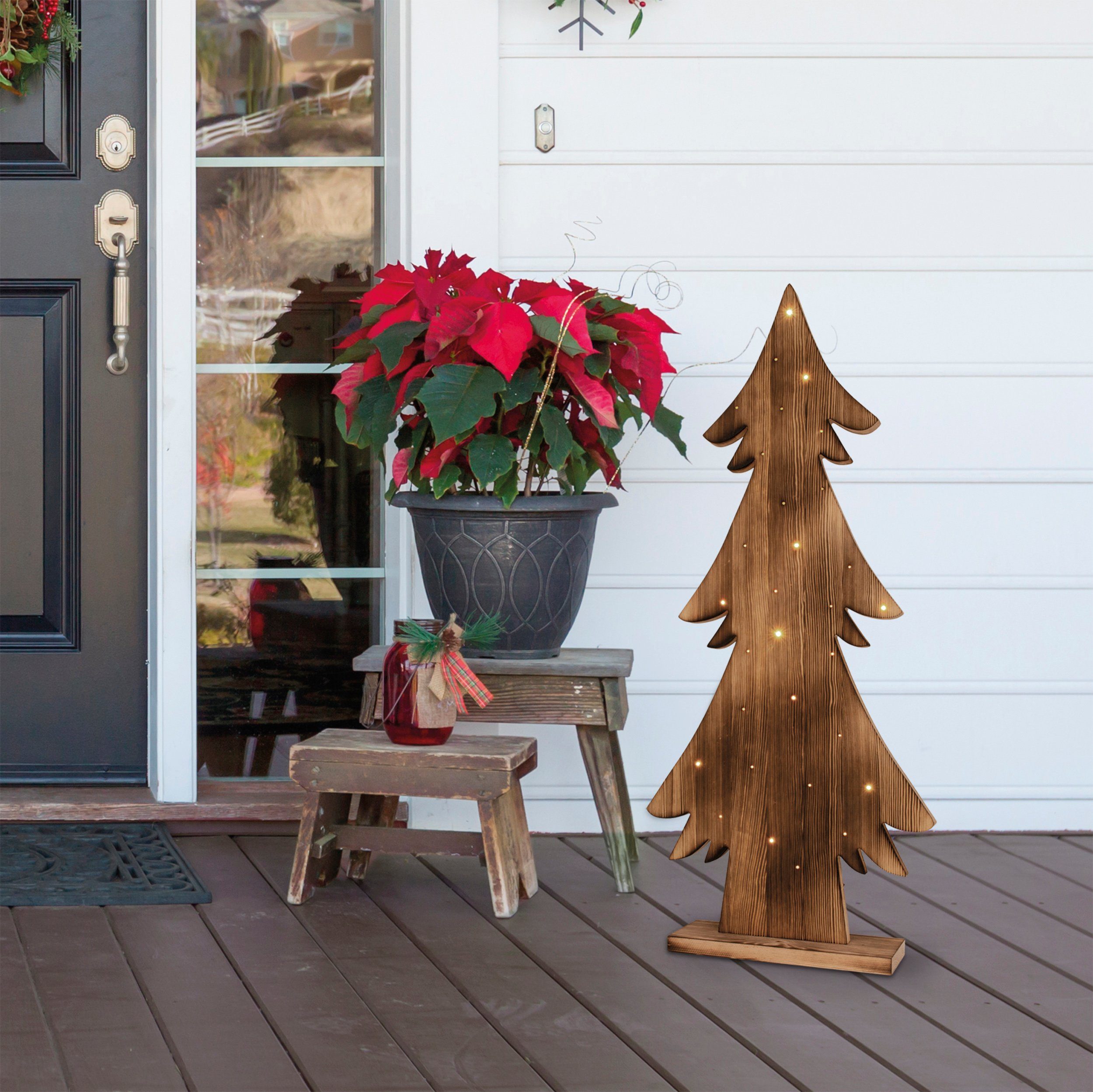 näve LED Außen-Stehlampe LED Weihnachtsbaum, LED fest integriert, Warmweiß, H: 90cm,Aussenbereich geeignet,Timerfunktion, Weihnachtsdeko aussen