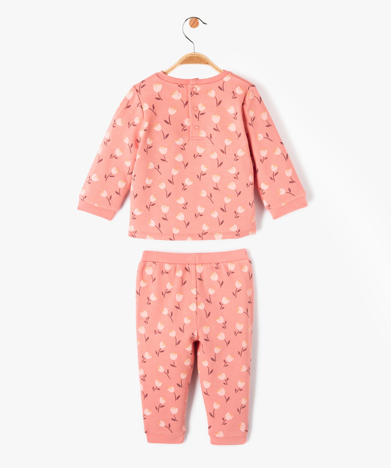 Pyjama 2 pièces imprimé en molleton bébé orange | GEMO