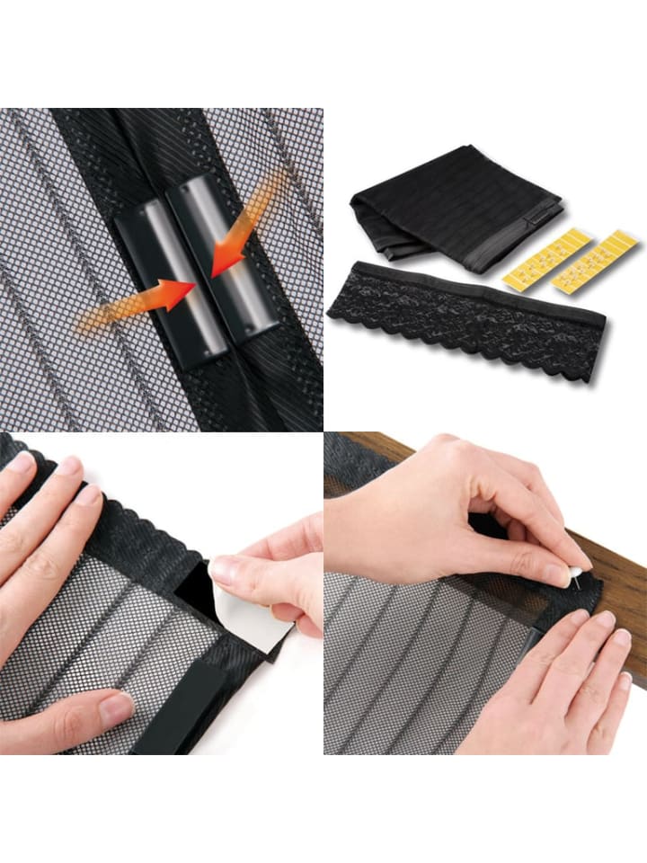 EASYmaxx Moskitonetz Magnetverschluß schwarz 90x210cm günstig kaufen onesize