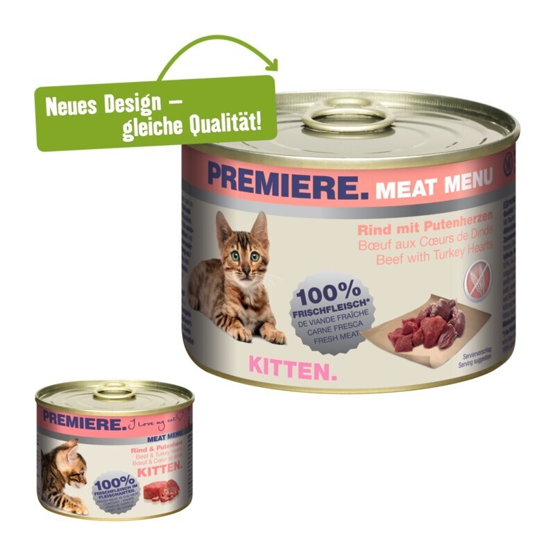 PREMIERE Nassfutter PREMIERE Meat Menu Kitten Rind & Putenherzen 24x200 g