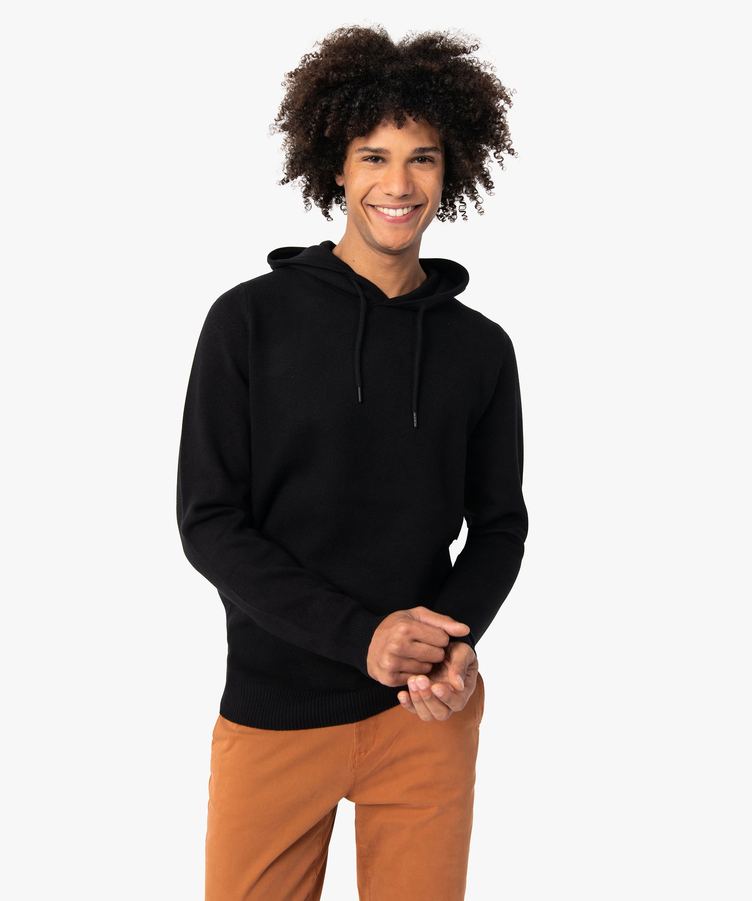 Pull homme à capuche faon sweat noir | GEMO
