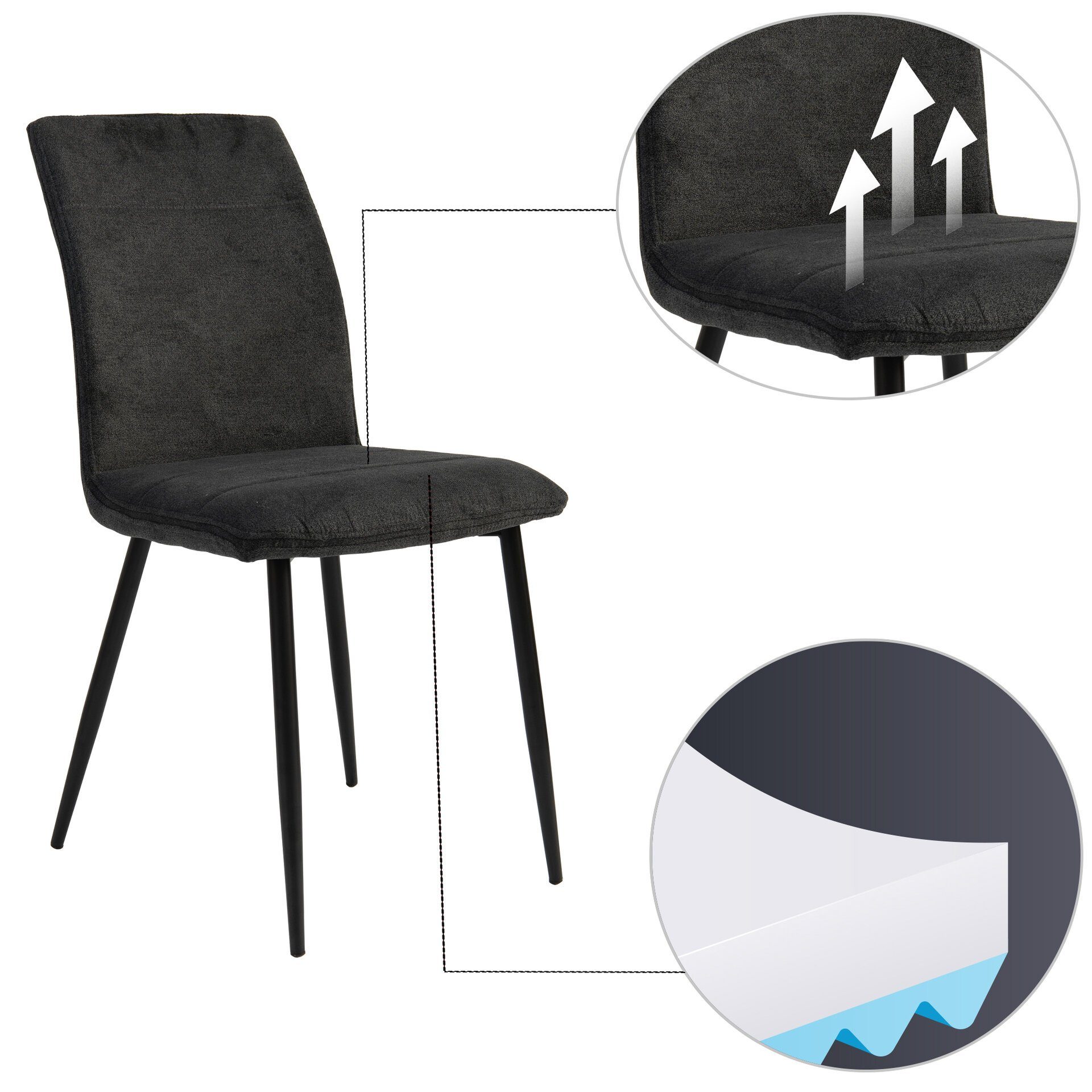 TRISENS Polsterstuhl Mora (einzeln oder im 2er, 3er, 4er Set, 1 St), gepolsterte Essstühle mit Stoffbezug in 4 trendigen Farbvarianten