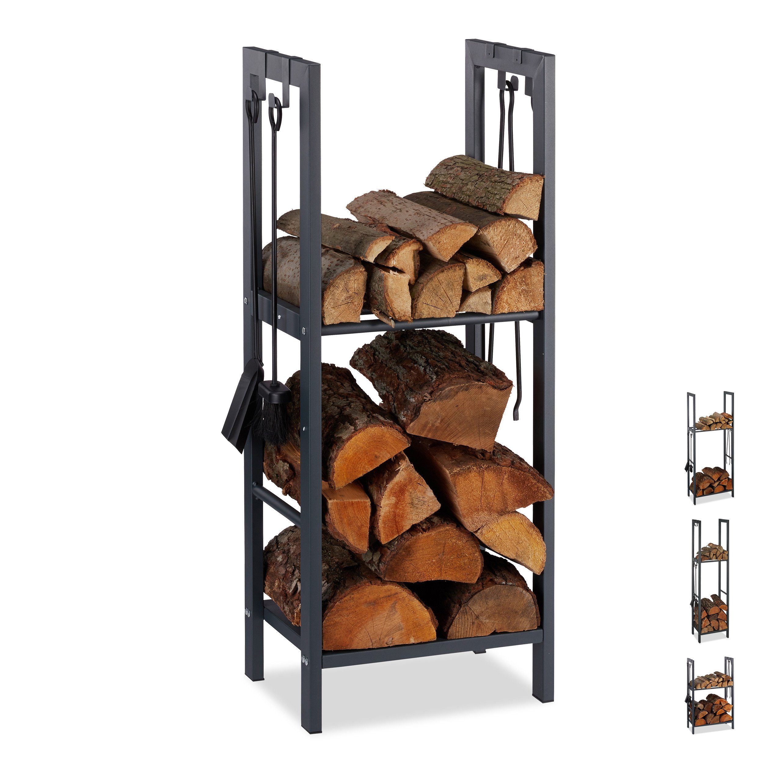 relaxdays Kaminholzregal Kaminholzregal mit 2 Ablagen, BxTxH:40x30x100 cm, 100 x 40 x 30 cm