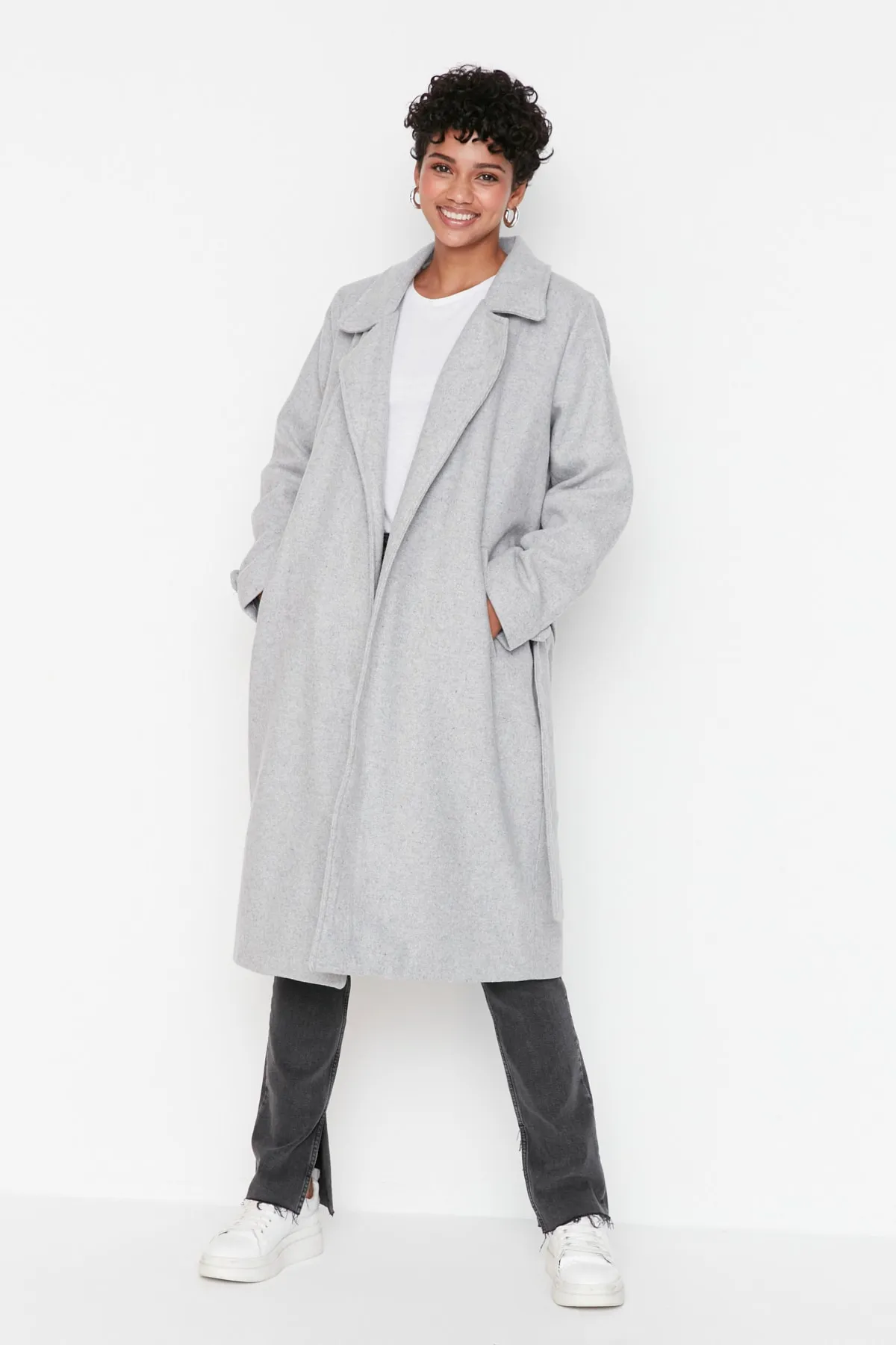 Trendyol Modest  Mantel - Grau - Zweireihig