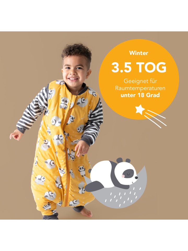 Schlummersack Schlafsack mit Füßen und umklappbaren Bündchen 3.5 TOG in Gold günstig kaufen