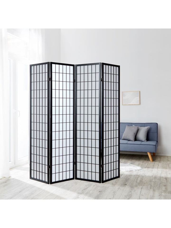 Homestyle4u 4-tlg. Paravent in Schwarz 176x175 günstig kaufen onesize