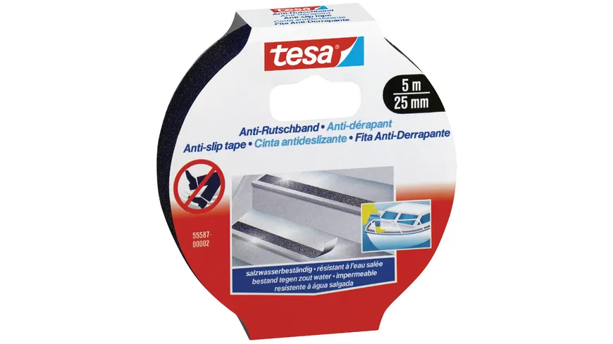 tesa® Anti-Rutschband schwarz 5 m schwarz