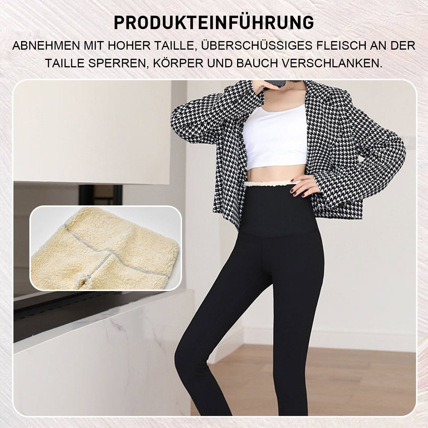 TOPMELON Leggings Warme Hosen mit hoher Taille, Hai-Hose