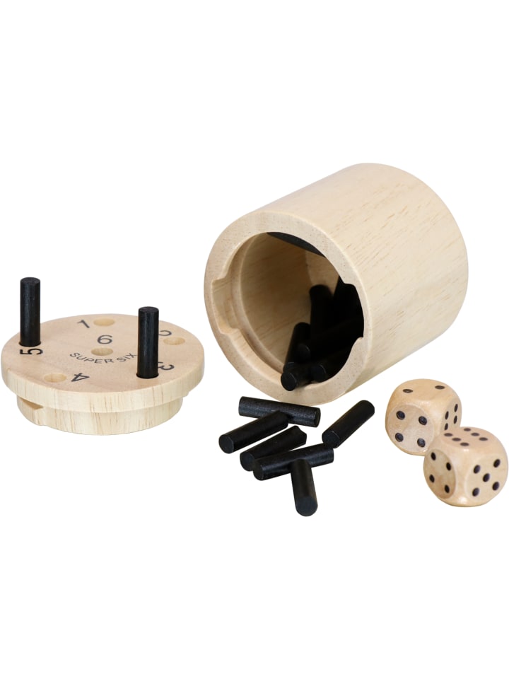 Bestsaller Würfelspiel SUPER SIX aus Holz in Natur/Schwarz günstig kaufen onesize
