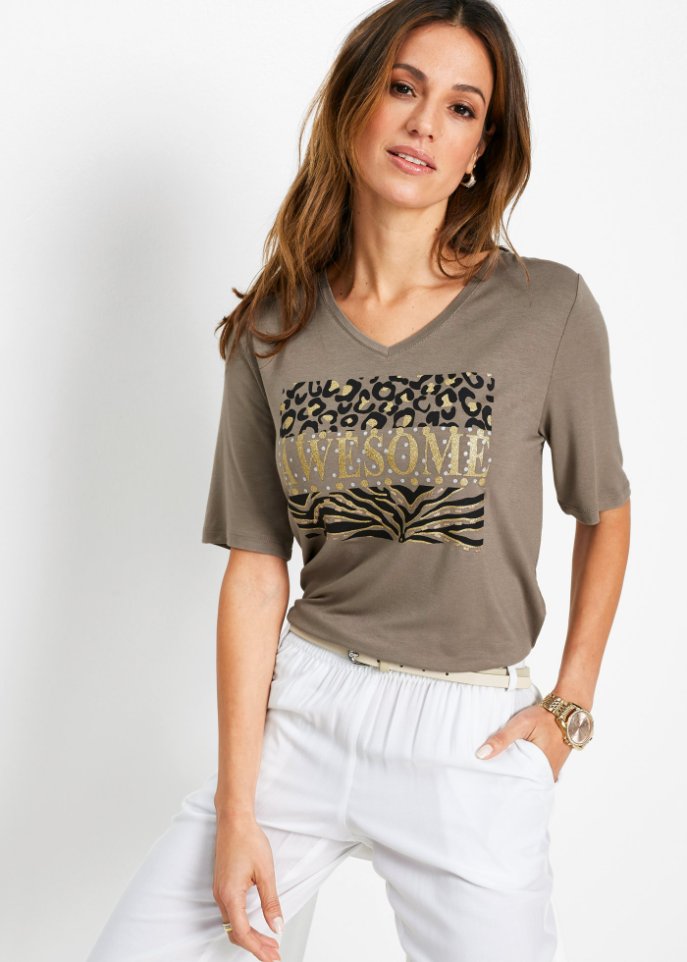 T-Shirt mit Glitzerprint