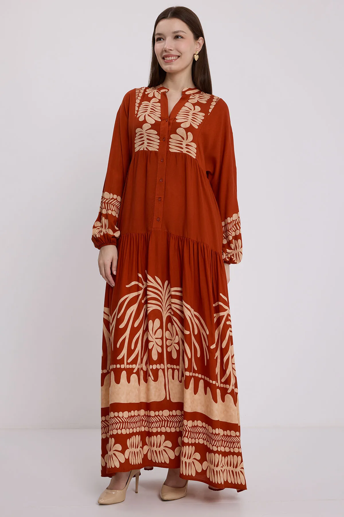 Bigdart  Damen-Hijab-Kleid aus ziegelroter Viskose 2423
