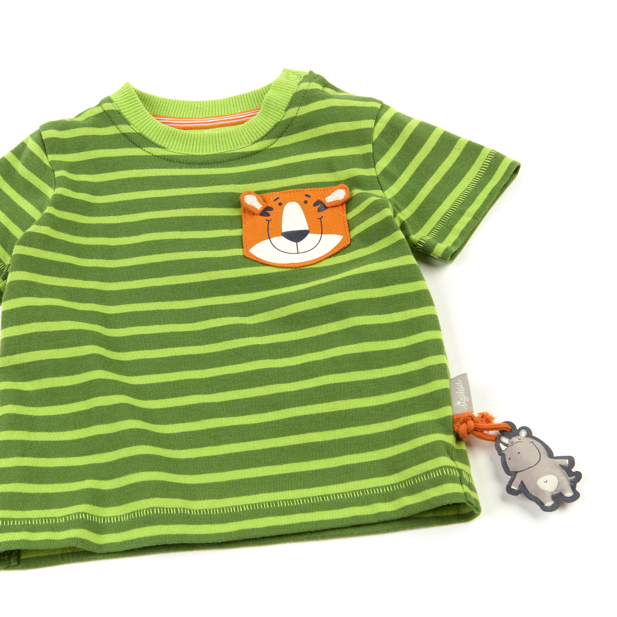 Baby T-Shirt grün-hellgrün gestreift