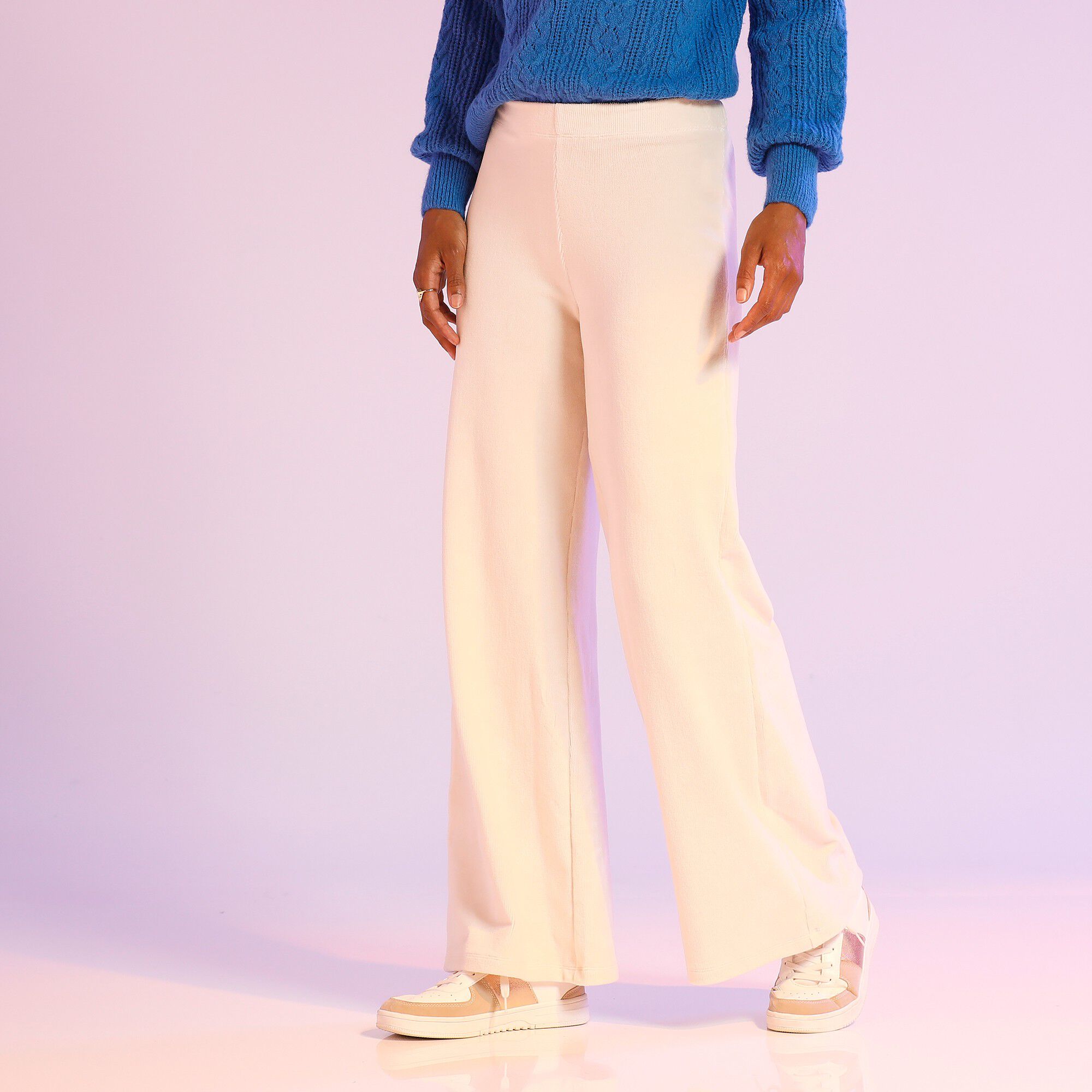 Pantalon large en velours hyper confort