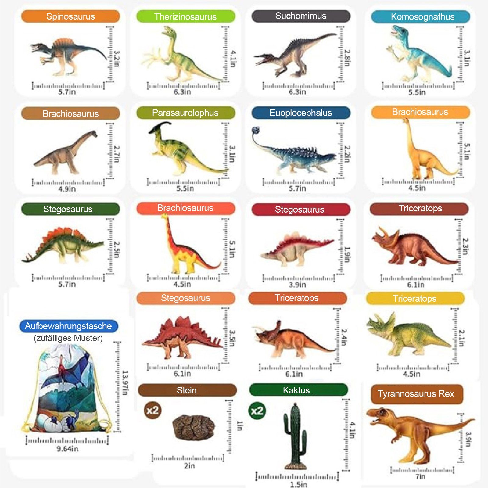 LBLA Spielfigur 30 Stück Dinosaurier Spielzeug Set mit Box, Pädagogisches Spielzeug, (22-tlg), Realistisches Dino Figuren Spielset, Weihnachtsgeschenk