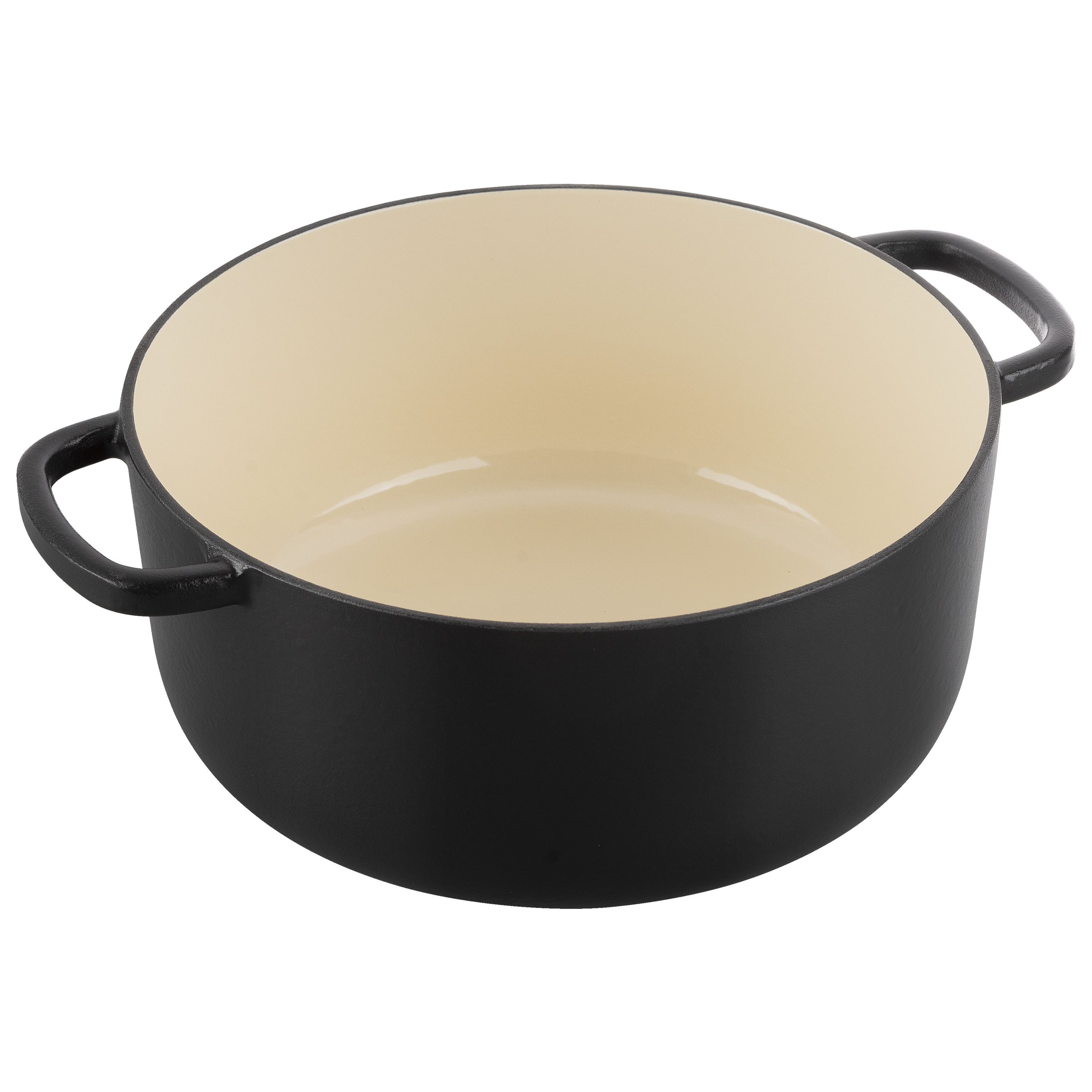 Cocotte 24 cm, rund, Schwarz, Gusseisen