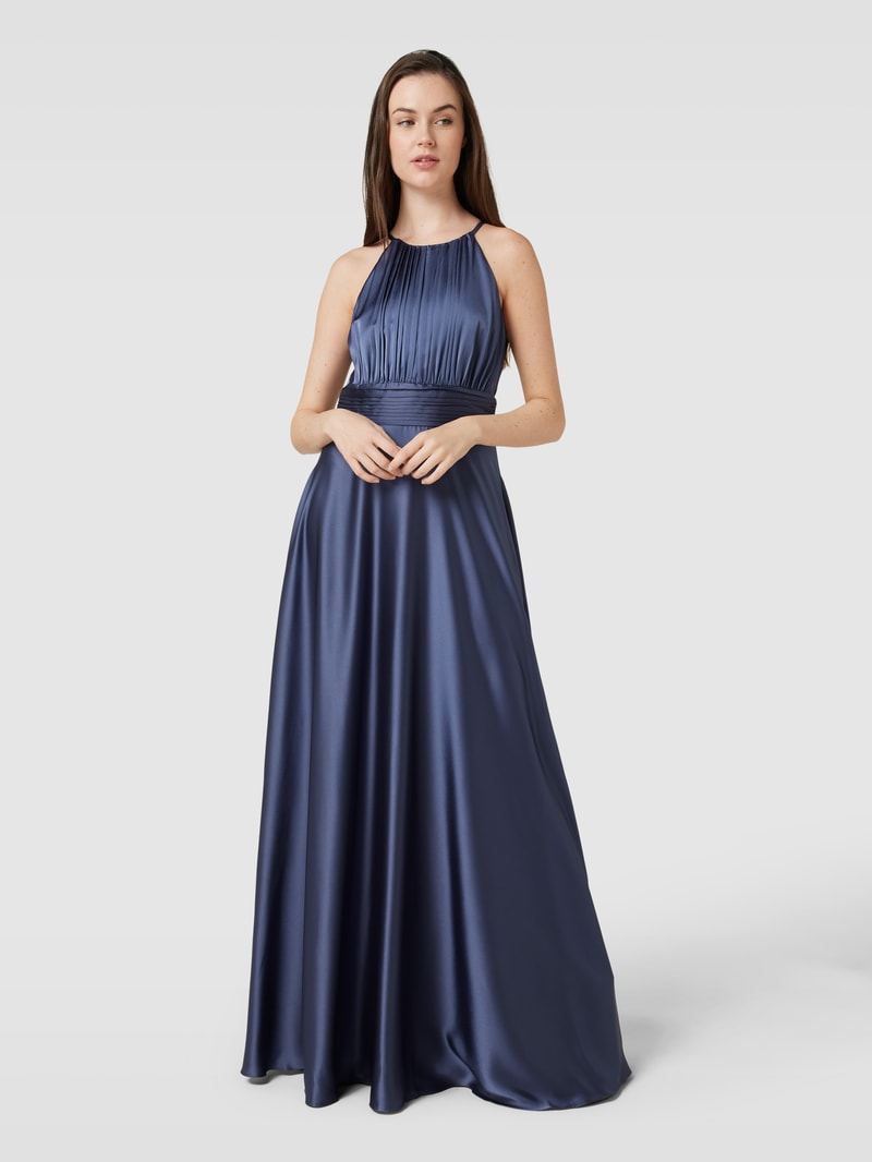 Abendkleid mit Plisseefalten in rauchblau