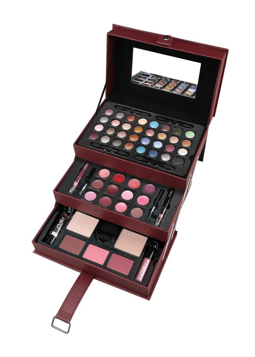 ZMILE COSMETICS Kosmetik-Koffer 61 teiliges Exclusives Beautycase Schminkkoffer Leder-Optik wine red