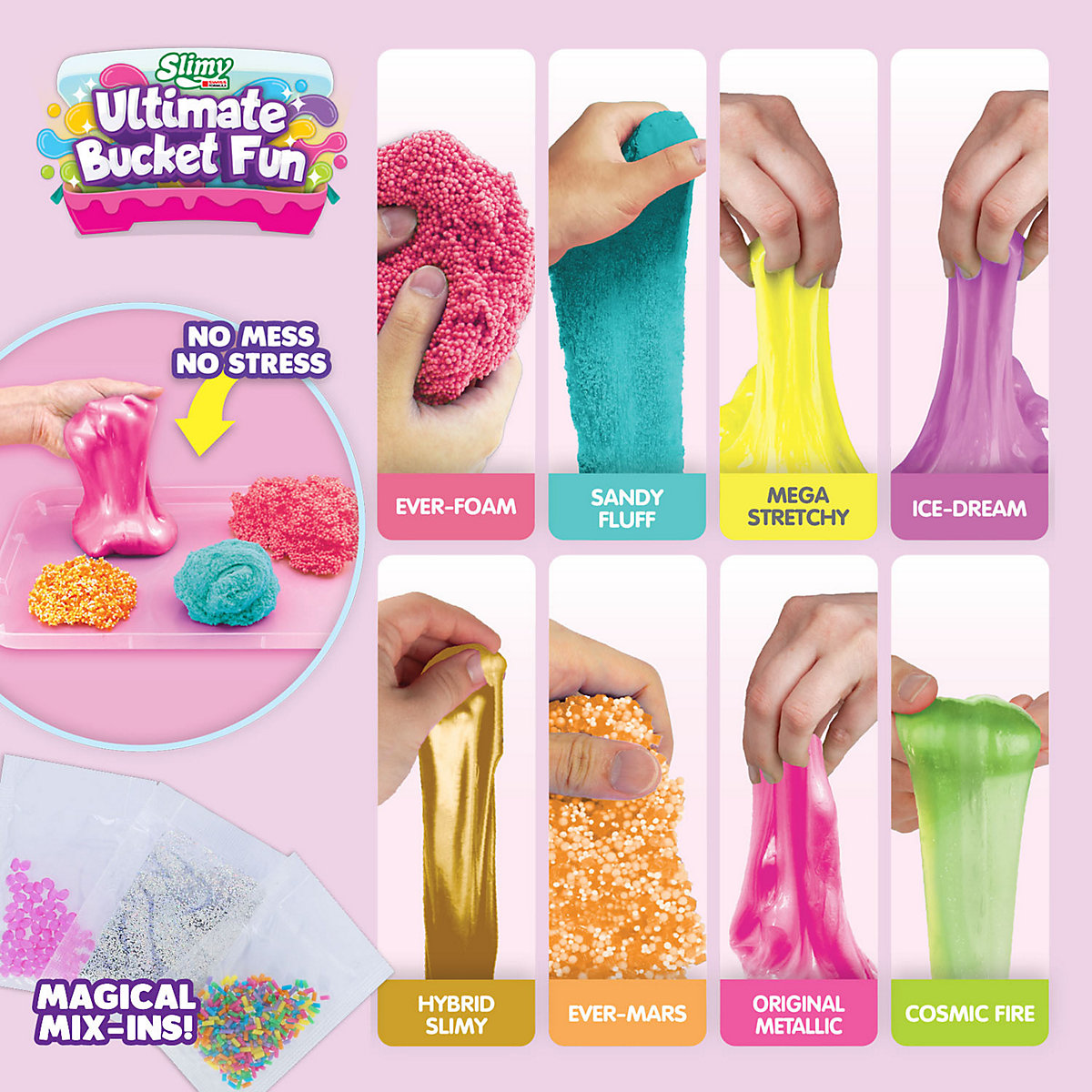 SLIMY® Ultimate Bucket Fun - Original Slimy Spielmassen Set mit 8 verschiedenen Spielmassen und zauberhaften Mix-Ins