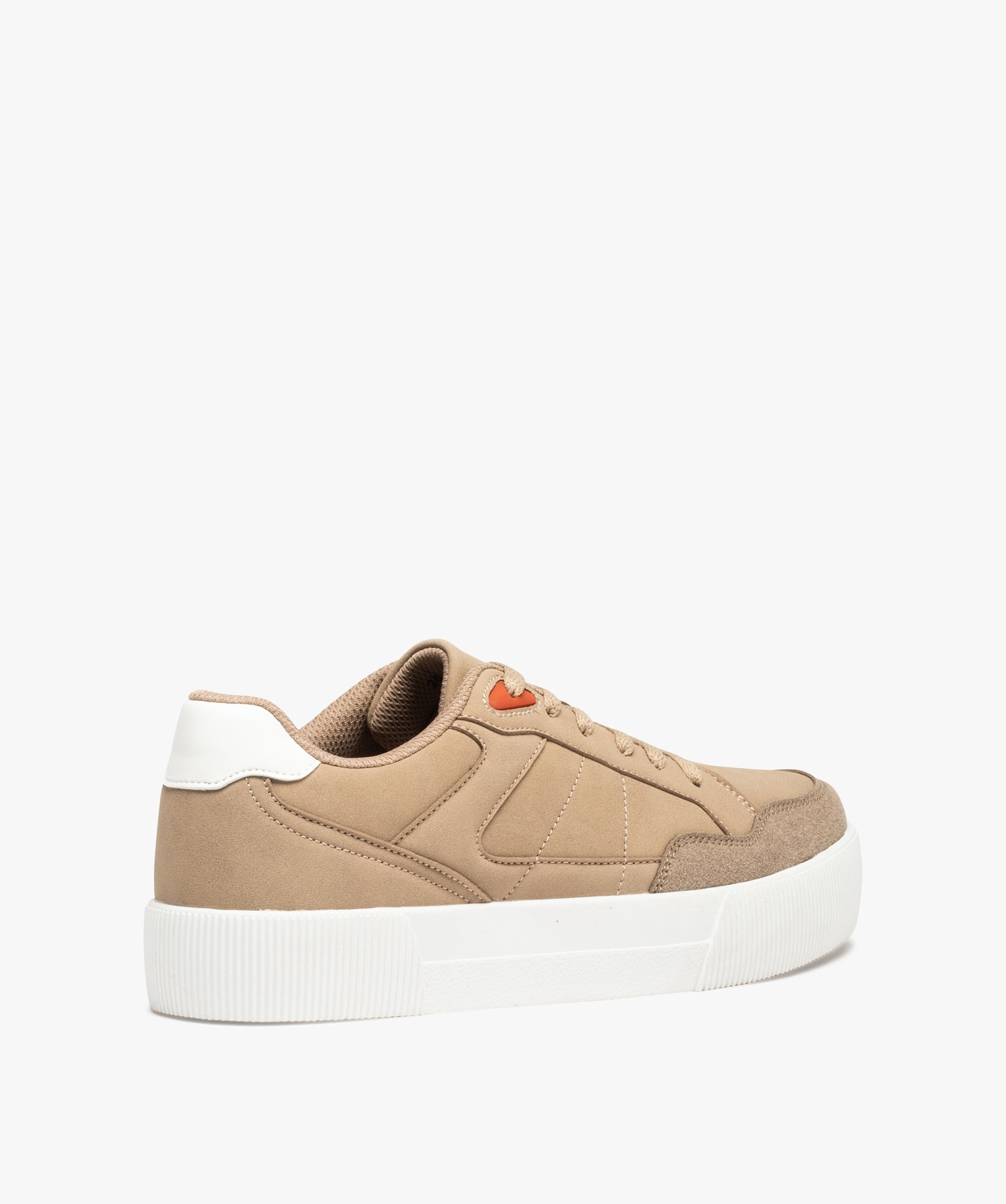 Baskets homme unies à tige basse fermeture lacets beige | GEMO