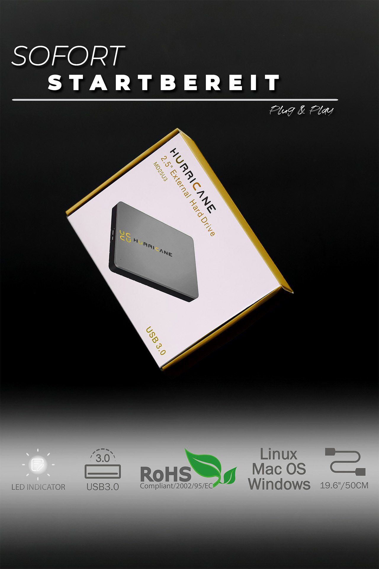 HURRICANE MD25U3 Tragbare Externe Festplatte 500GB 2,5