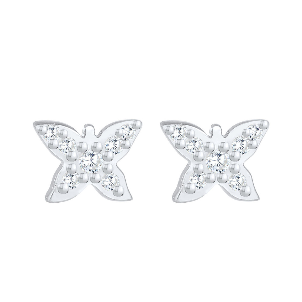 Elli Elli Boucles d'Oreilles Papillon d'enfant enjoué avec cristaux de zirconium en ar Boucles d'oreilles